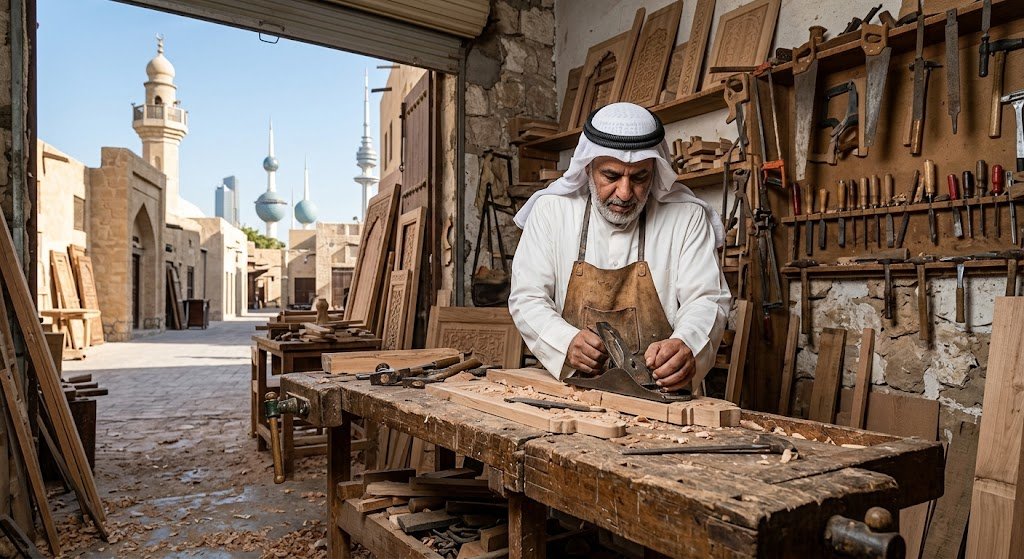 نجار متخصص يقوم بأعمال النجارة وتفصيل وتركيب الأخشاب ضمن خدمات نجار خشب القرين بالكويت