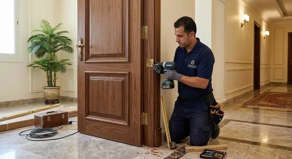 نجار خشب الكويت — معالجة تمدد الخشب وضبط الأبواب في المناخ الرطب